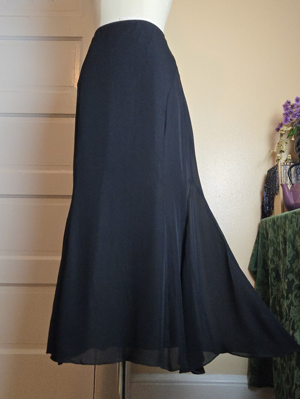 Spiegel black 100% silk chiffon mermaid skirt | Y2K Whimsigoth Fairycore